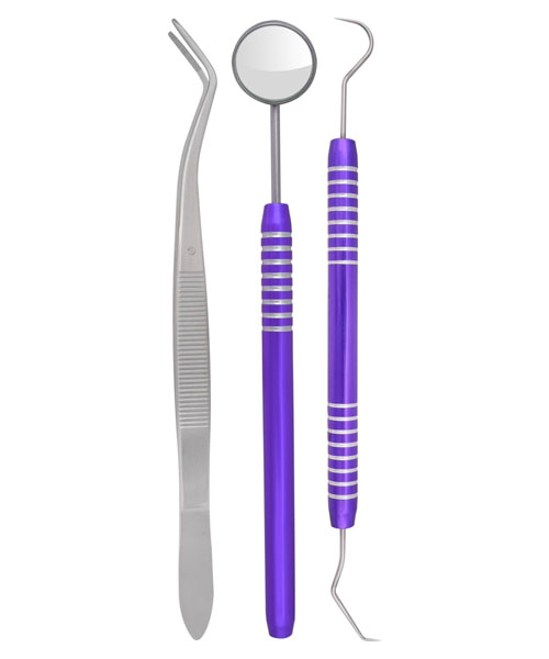 08 3 Pcs Dental Examination Kit, Purple Anodize Colored - Image 1