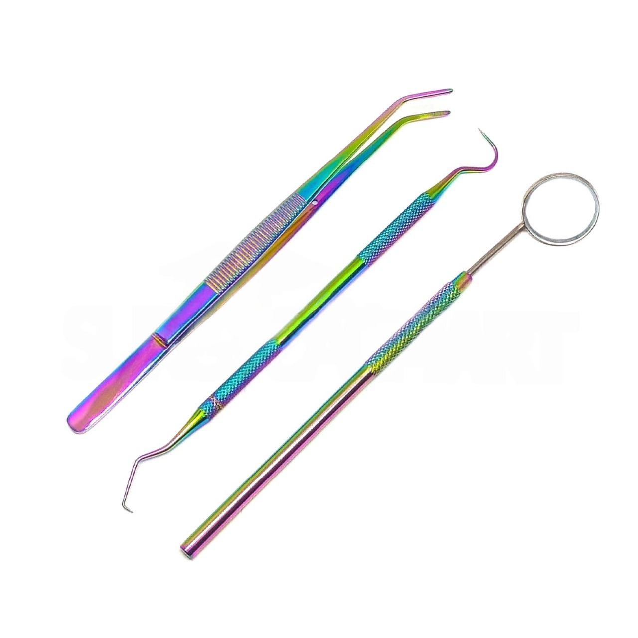 basic-dental-set-multi-rainbow-s (1) 3 Basic Dental Instrument Set Mirror Explorer College Plier Rainbow Color - Image 1