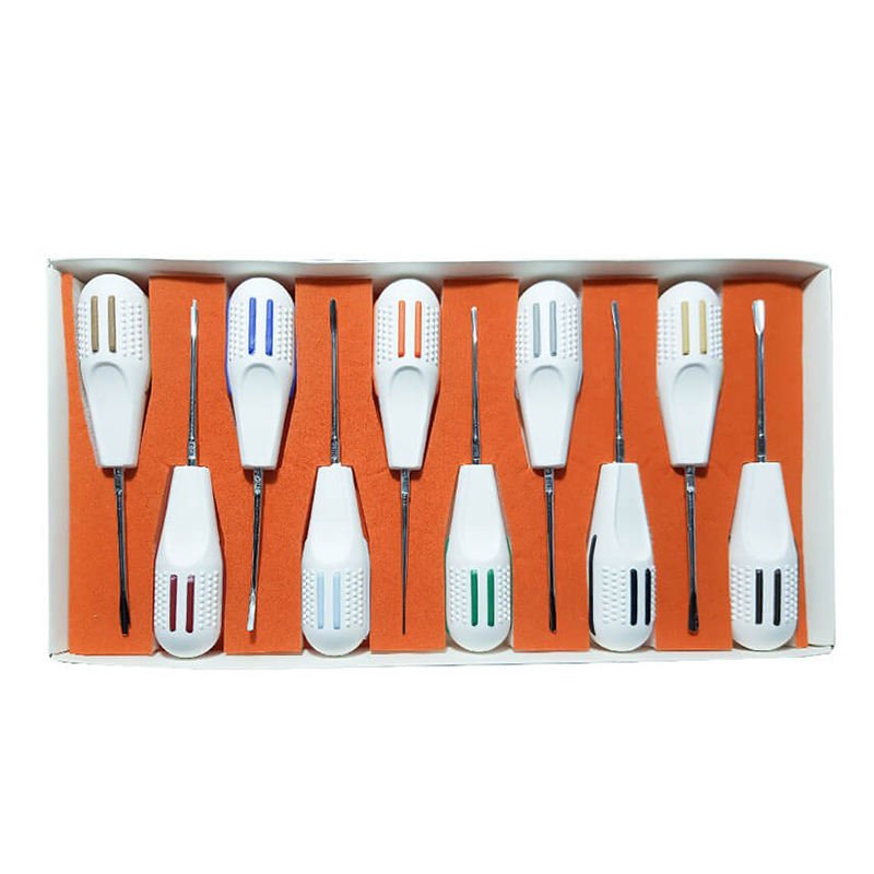 5b 10-Piece Professional Dental Luxating Elevator Set with Color-Coded Plastic Handles - Image 1