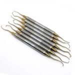 7 Pcs Hollow Handle Gracey Curettes Set Gold Titanium Double Ended Stainless Steel