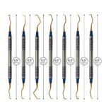 7 Pcs Gracey Curettes Set Double Ended Titanium Coated Gold Tips